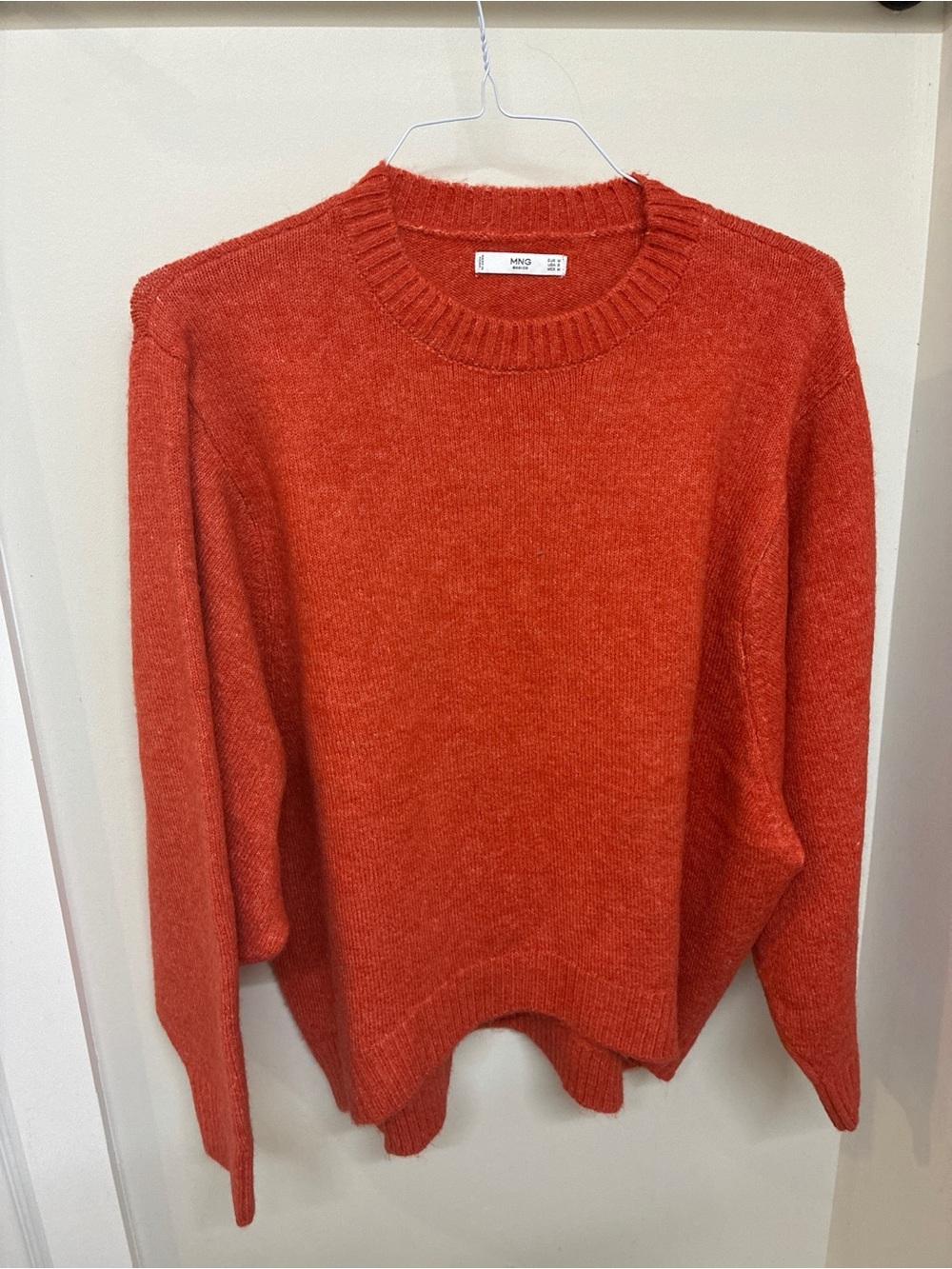 Mango SizeM fine knit coral pumpkin red cozy pullover